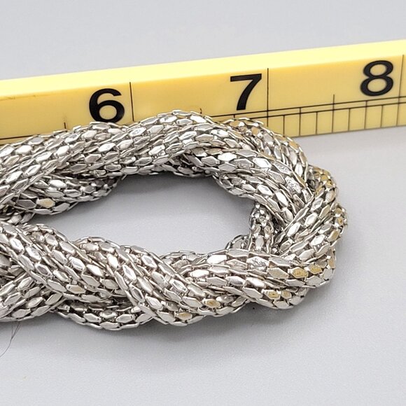 Express Y2K Braided Mesh Choker Necklace Silver Tone Has Tag Vintage - Picture 7 of 7